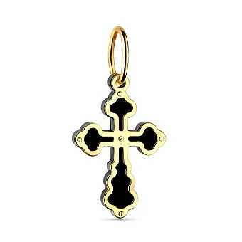 Крестик из желтого золота с ониксом (арт. 421615ж)