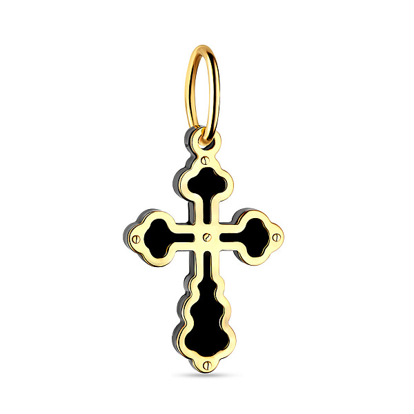 Крестик из желтого золота с ониксом (арт. 421615ж) – изображение 1