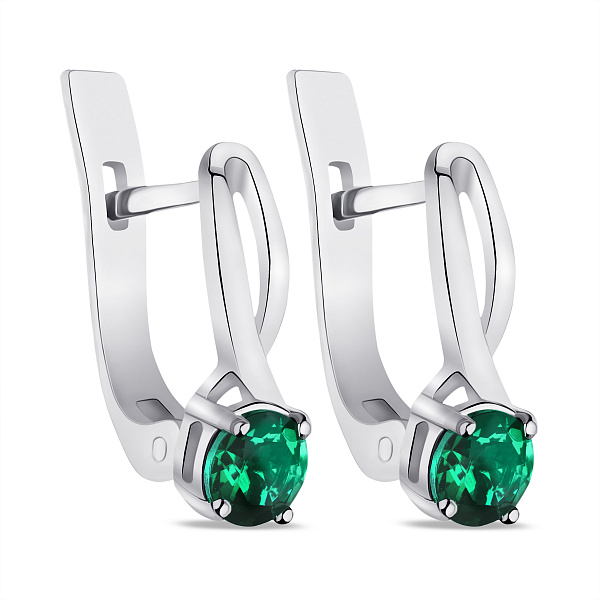 Серебряные серьги с изумрудами (арт. 7502/390Измсп) – изображение 1