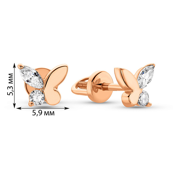 Пусети золоті з фіанітами Метелики (арт. 2109170101) – зображення 4