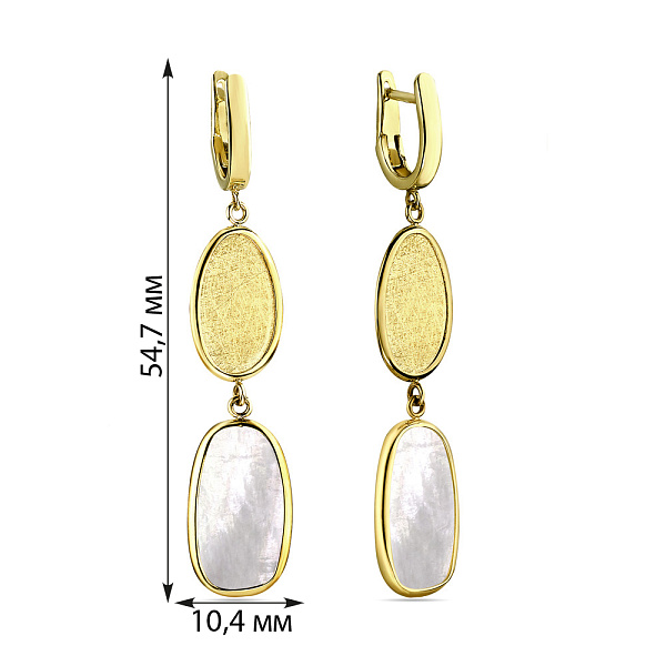 Серьги-подвески Diva из желтого золота с перламутром (арт. 108131жп) – изображение 3