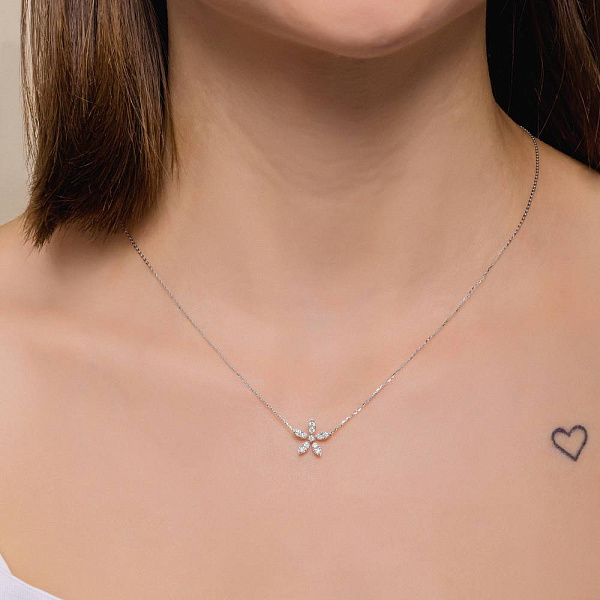 Золоте кольє Квітка з діамантами (арт. Ц341636020б) – зображення 3