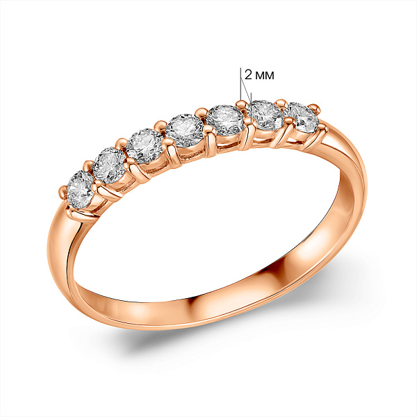 Кольцо из красного золота с дорожкой из бриллиантов (арт. К011270040) – изображение 4