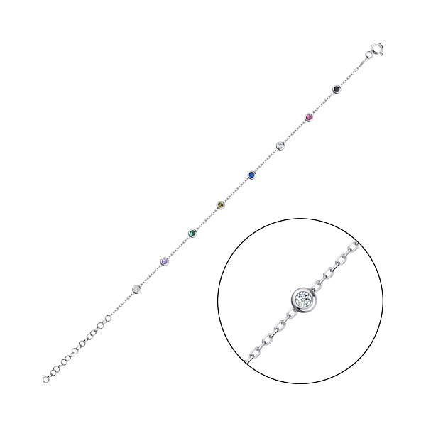 Браслет зі срібла з кольоровими альпінітами (арт. 7509/996а) – зображення 1