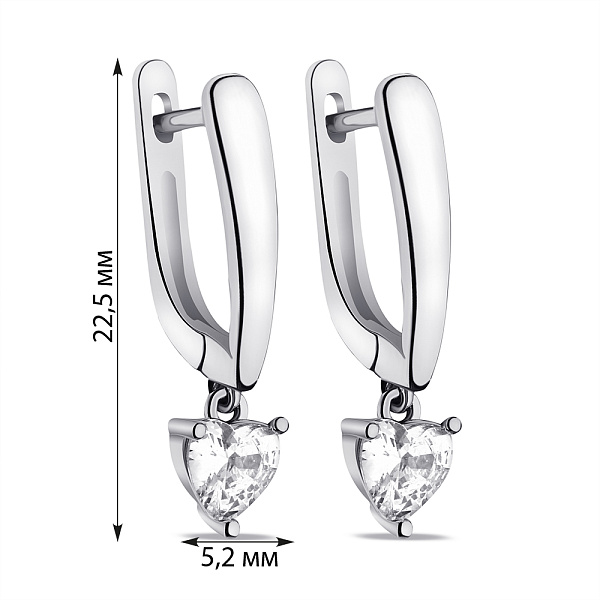 Серебряные серьги-подвески Сердечки (арт. 7502/9453) – изображение 2