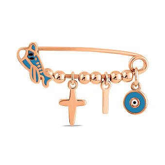 Фото Золотая булавка с подвесками и эмалью (арт. 280234ег)