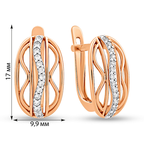 Серьги из красного золота с фианитами (арт. 102292) – изображение 2