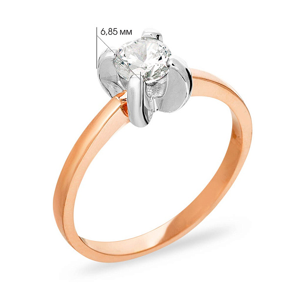 Золотое помолвочное кольцо с фианитом (арт. 140648) – изображение 2