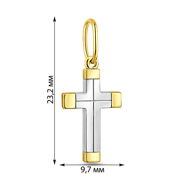 Хрестик з жовтого і білого золота (арт. 440751жб) – зображення 2