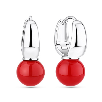 Фото Серебряные серьги-конго с кораллами (арт. 7502/2143482Крк)