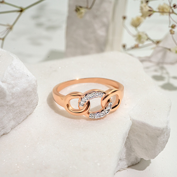 Кольцо "Звенья" из красного золота с бриллиантами (арт. К011263010) – изображение 3