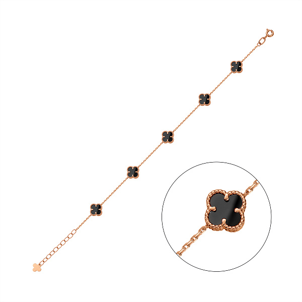 Золотой браслет Клевер с ониксом (арт. 341495/7о) – изображение 1