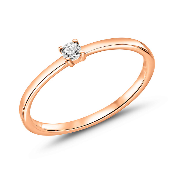 Подвійна каблучка з червоного золота з діамантами (арт. К011210010) – зображення 4