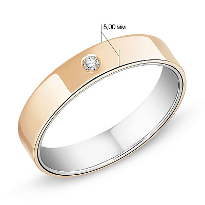 Обручальное кольцо «Американка» из золота с бриллиантом (арт. К239212)