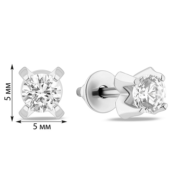 Золотые серьги пусеты с фианитом (арт. 110106б) – изображение 2