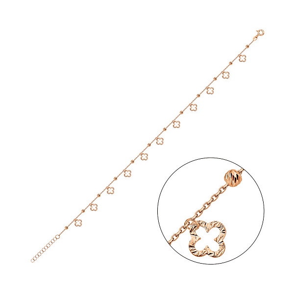 Золотой браслет на ногу Клевер (арт. 3261057н) – изображение 1