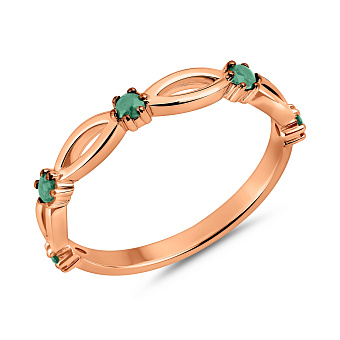 Фото Кольцо из красного золота с изумрудом (арт. 141289Пи)