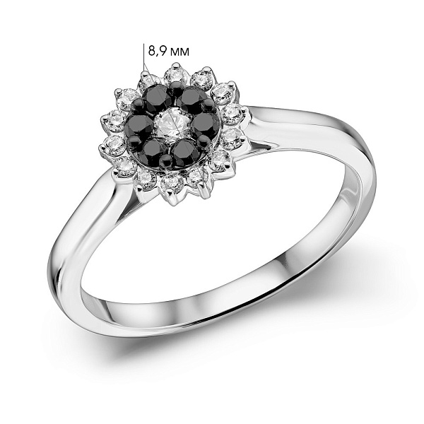 Каблучка з білого золота з чорними і білими діамантами (арт. К341436030бч) – зображення 5