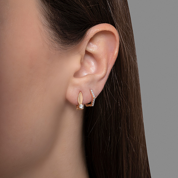 Серьги из красного золота с фианитами (арт. 110566) – изображение 2