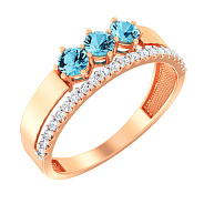 Кольцо золотое с топазом и фианитами (арт. 140808Птг)