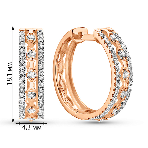 Золотые серьги-кольца с бриллиантами (арт. С011638060) – изображение 4