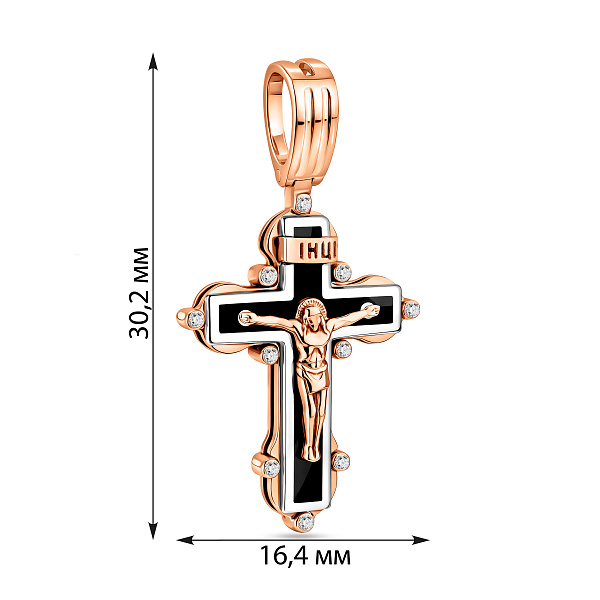 Золотой крестик с распятием и эмалью (арт. 501639ч) – изображение 3