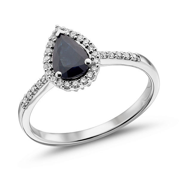 Золотое кольцо с сапфиром и бриллиантами (арт. К341619015бс) – изображение 1