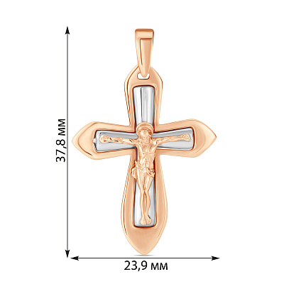 Золотой крестик в комбинированном цвете металла (арт. 501378кб)
