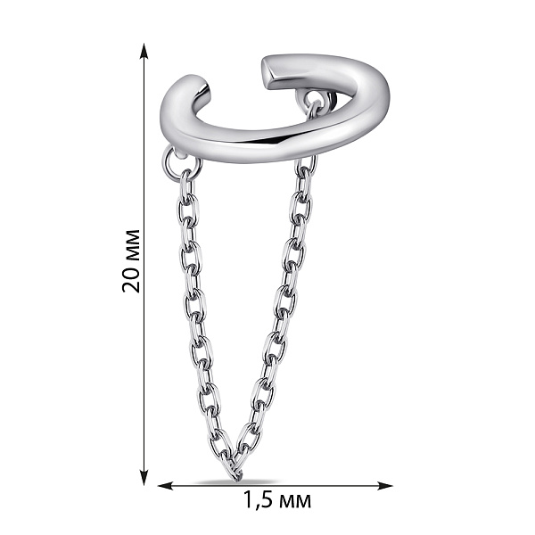 Серебряная каффа-моносерьга без камней (арт. 7502/9847я) – изображение 2