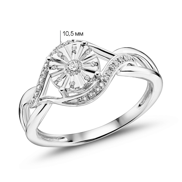 Каблучка з білого золота з діамантами (арт. К341483010б) – зображення 4