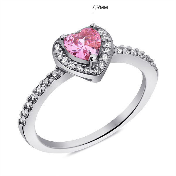 Серебряное кольцо Сердце с фианитами (арт. 7501/КК2ФР/281-17) – изображение 2