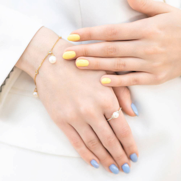 Кольцо с жемчугом и фианитами из красного золота (арт. 155086прлб) – изображение 2