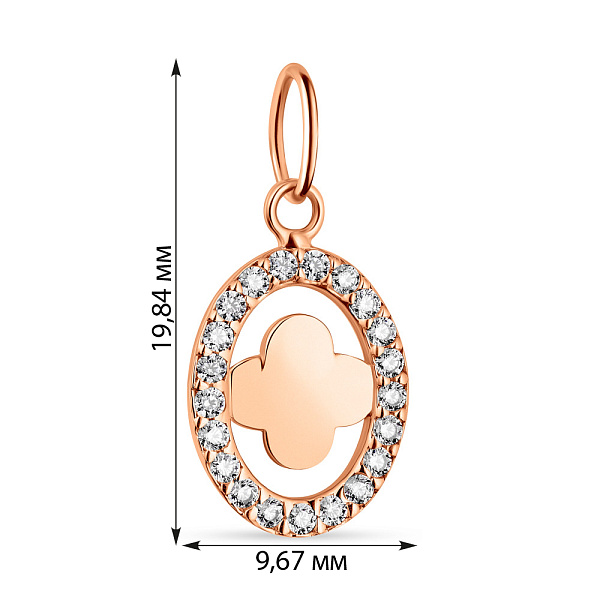 Золотий кулон в формі овалу з фіанітами (арт. 424425) – зображення 2