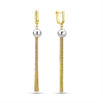 Длинные серьги из желтого и белого золота (арт. 106272жб)