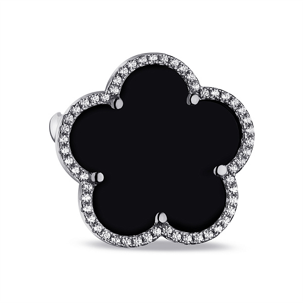 Серебряная брошь с ониксом и фианитами (арт. 7505/192/25о) – изображение 1