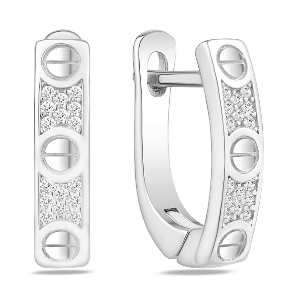 Серебряные серьги с россыпью фианитов (арт. 7502/10390) – изображение 1