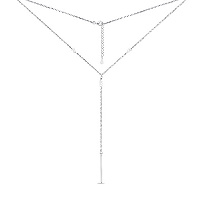 Колье-галстук из серебра с жемчугом (арт. 7507/1764жб)
