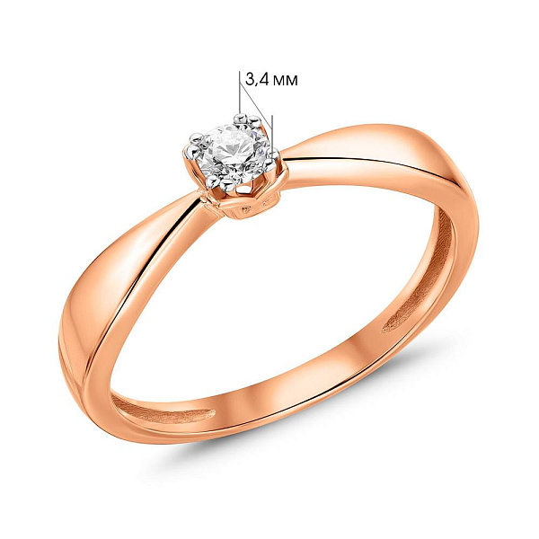 Кольцо из красного золота с бриллиантом (арт. 1108721201) – изображение 2