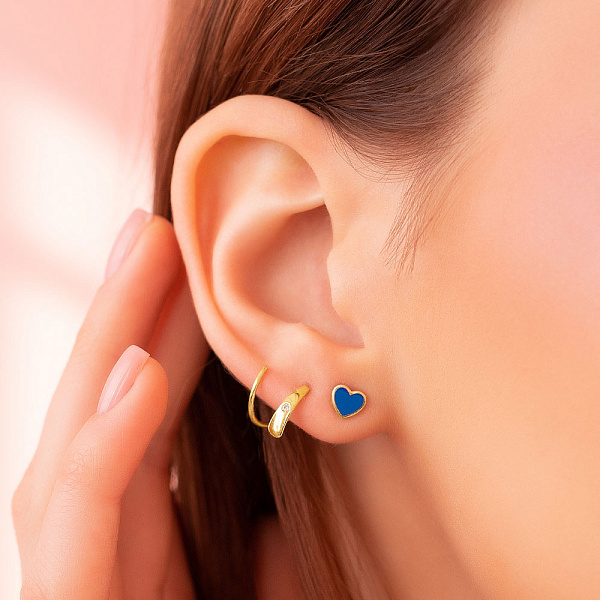 Серьги из желтого золота с одним фианитом (арт. 109149ж) – изображение 2