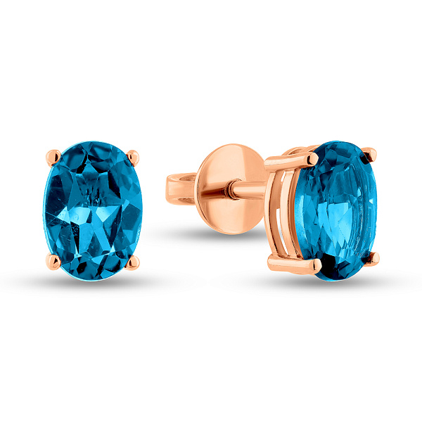 Серьги-пусеты из золота с топазом (арт. 111232Пл) – изображение 1