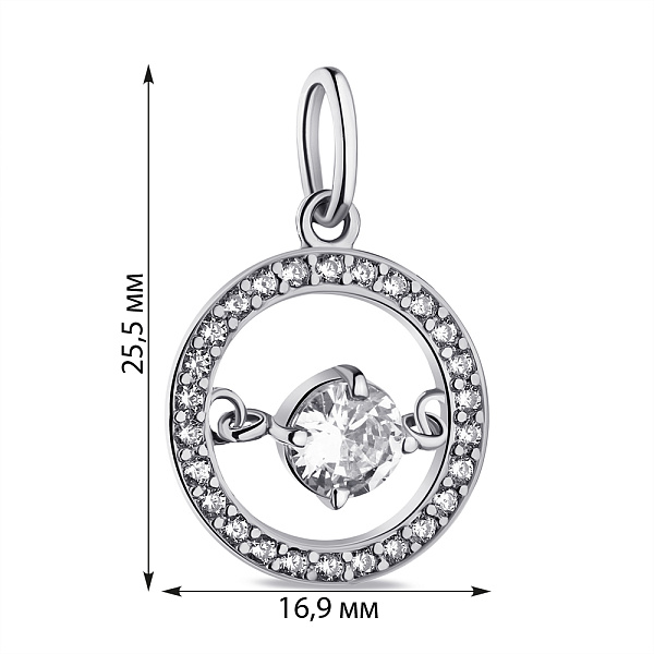 Подвес из серебра с танцующим фианитом (арт. 7503/631пп) – изображение 2