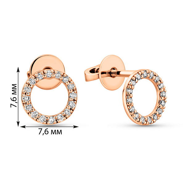 Золотые серьги пусеты с бриллиантами (арт. Т011256020) – изображение 4