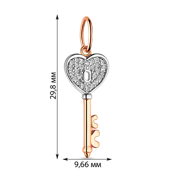 Золотая подвеска Ключик с фианитами (арт. 422422р) – изображение 2