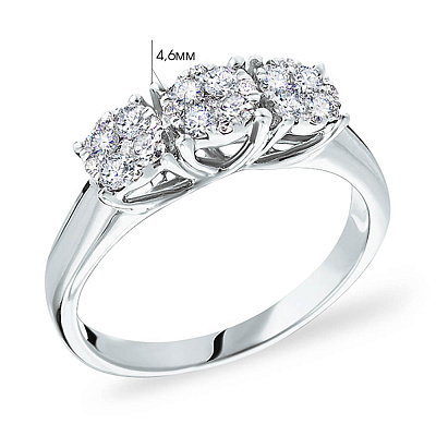 Золотое кольцо в белом цвете металла с бриллиантами (арт. К341026050б)
