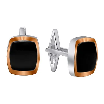 Срібні запонки з оніксом (арт. 7215/02о/1о)