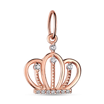 Фото Золотая подвеска Корона с фианитами (арт. 421590)