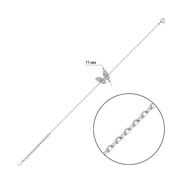 Срібний браслет Метелик з фіанітами (арт. 7509/4885) – зображення 2