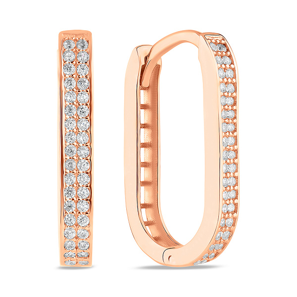 Золотые сережки с дорожкой из фианитов (арт. 1091072/20) – изображение 1