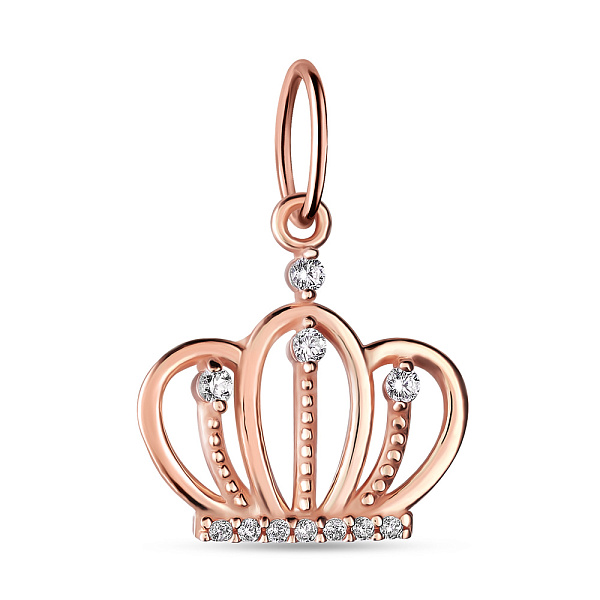 Золотая подвеска Корона с фианитами (арт. 421590) – изображение 1