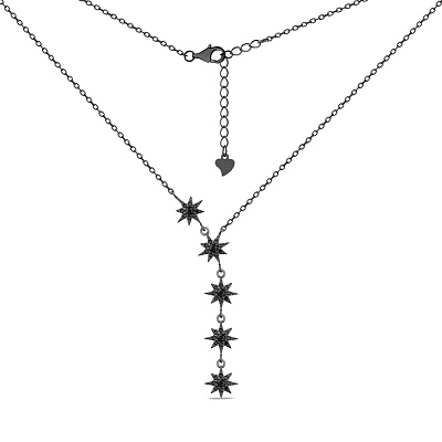Колье из серебра Звезды с черными фианитами (арт. 7507/1213чч)